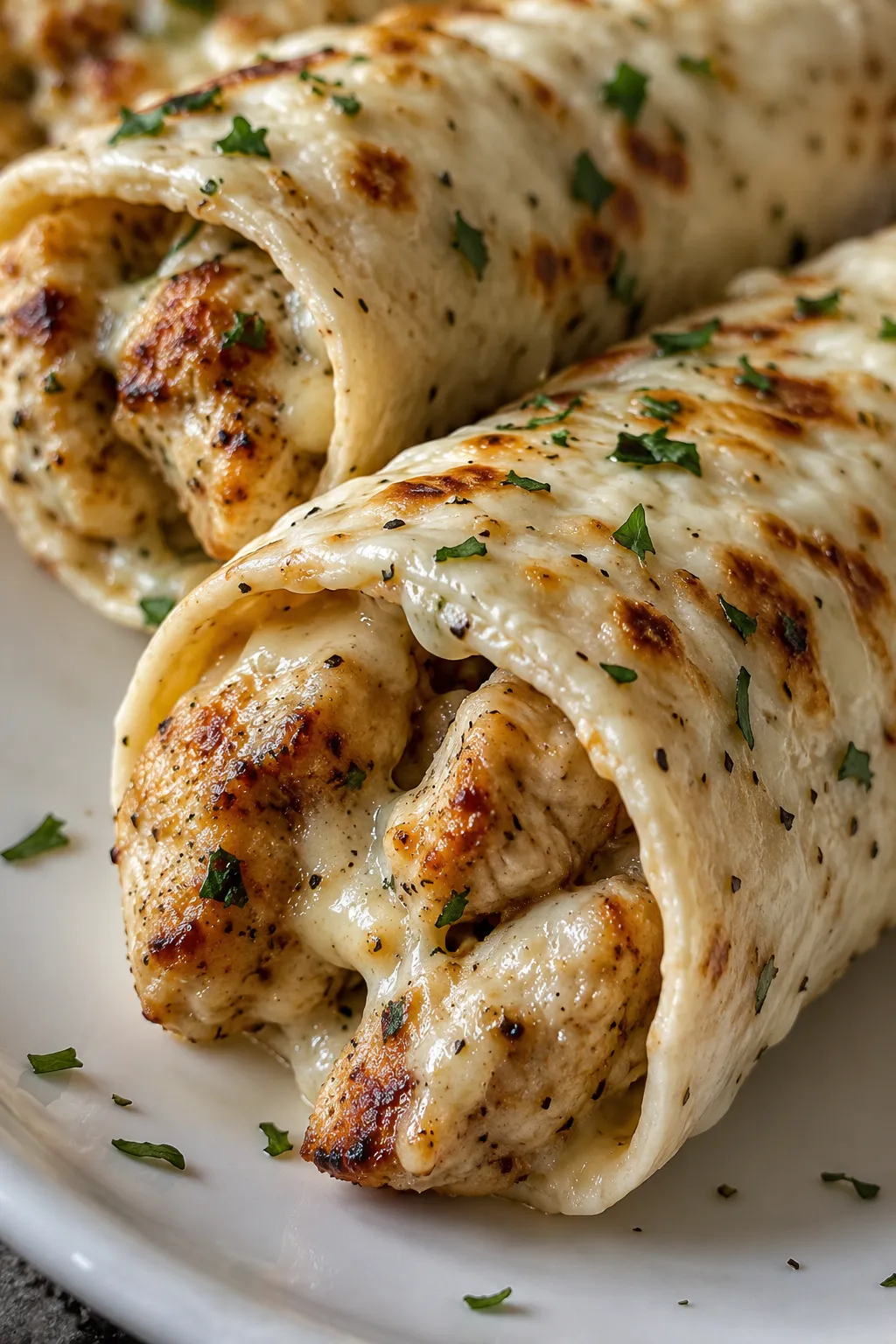Cheesy Garlic Chicken Wraps