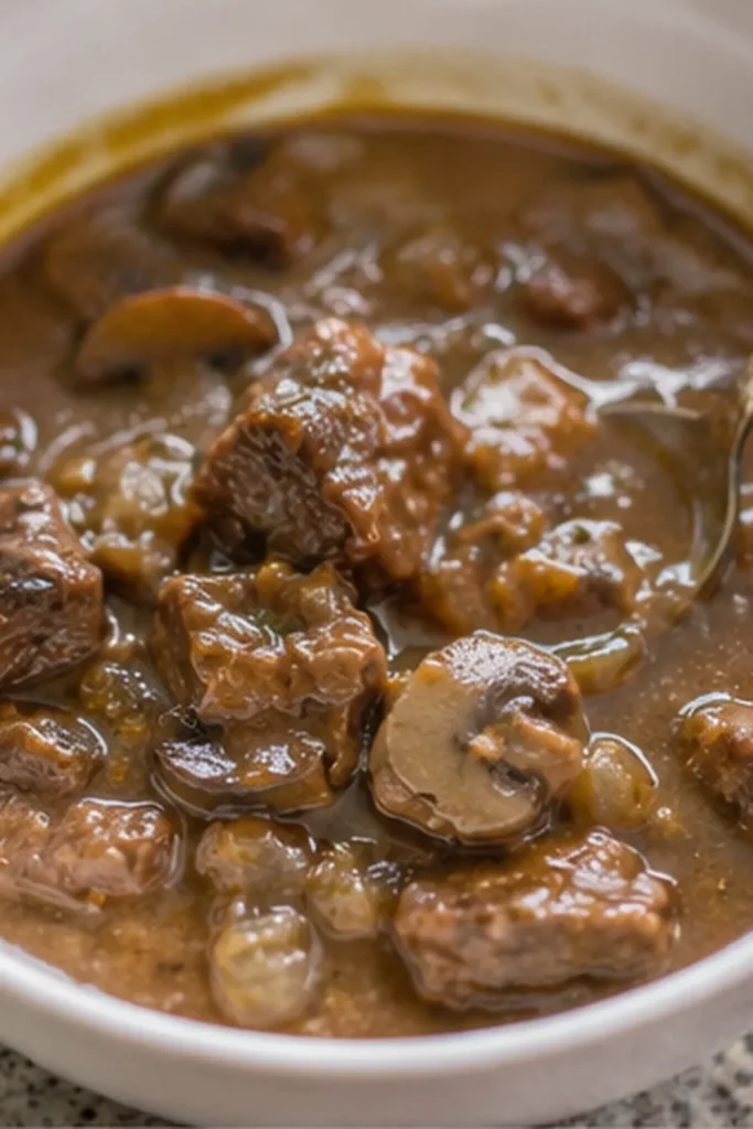 Melt In Your Mouth Beef Tips with Mushroom Gravy