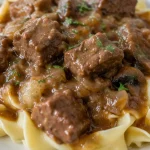 Melt In Your Mouth Beef Tips with Mushroom Gravy
