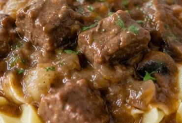 Melt In Your Mouth Beef Tips with Mushroom Gravy