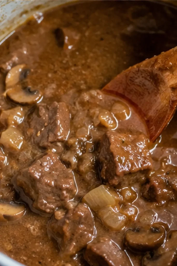 Melt In Your Mouth Beef Tips with Mushroom Gravy