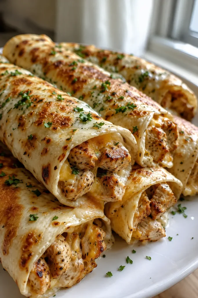 Cheesy Garlic Chicken Wraps