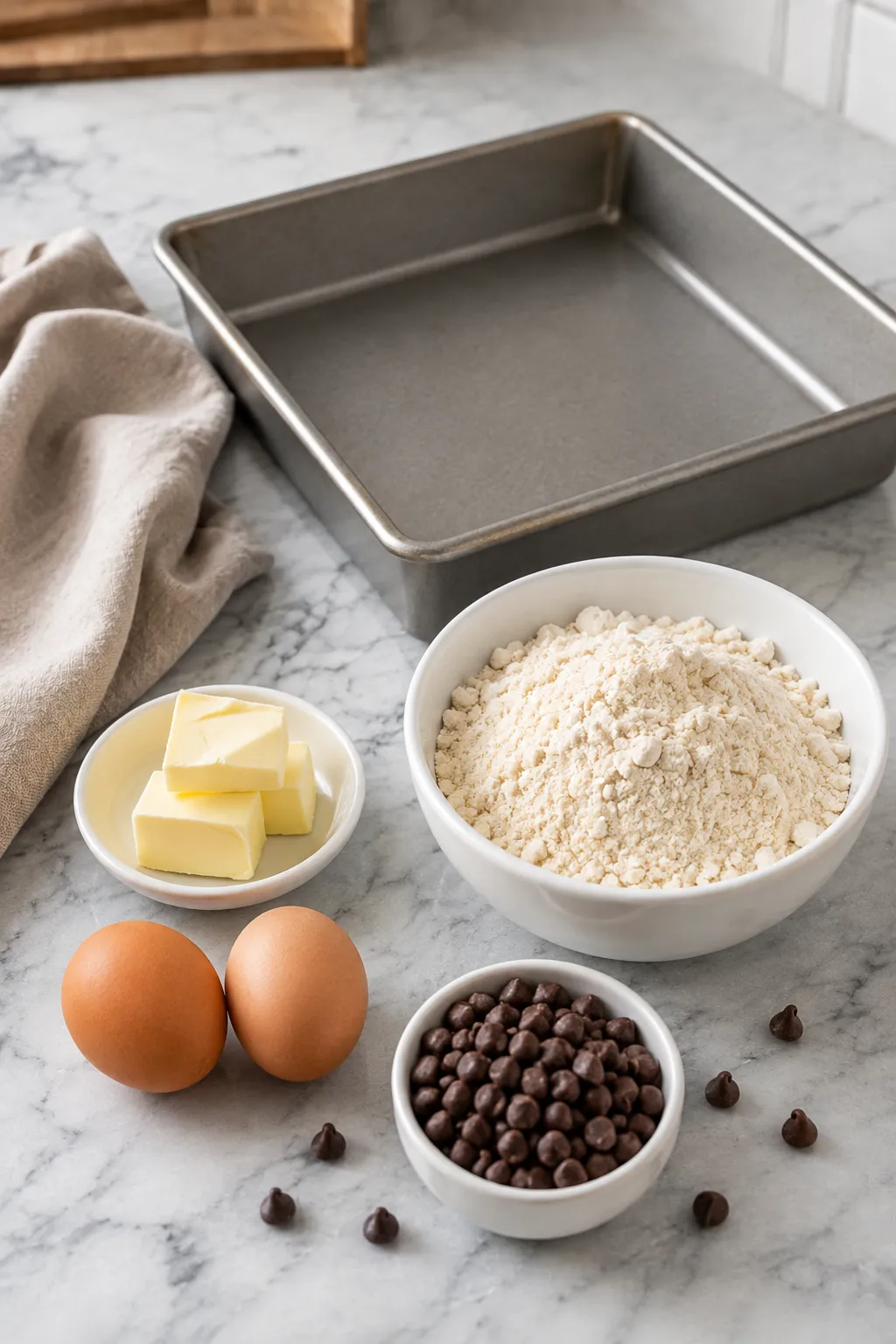 4-Ingredient Lazy Chocolate Chip Cookie Bars- Ingredients