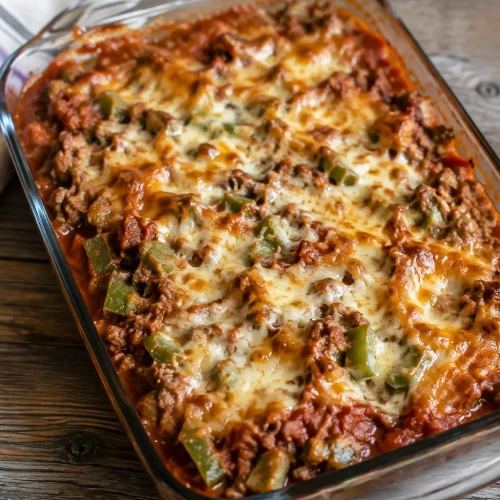 Oven-Baked 4-Ingredient Amish Beef and Bell Pepper Bake