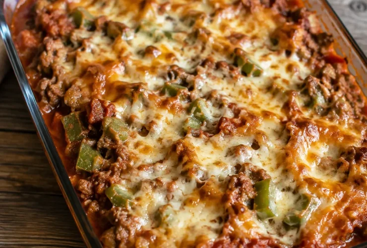 Oven-Baked 4-Ingredient Amish Beef and Bell Pepper Bake