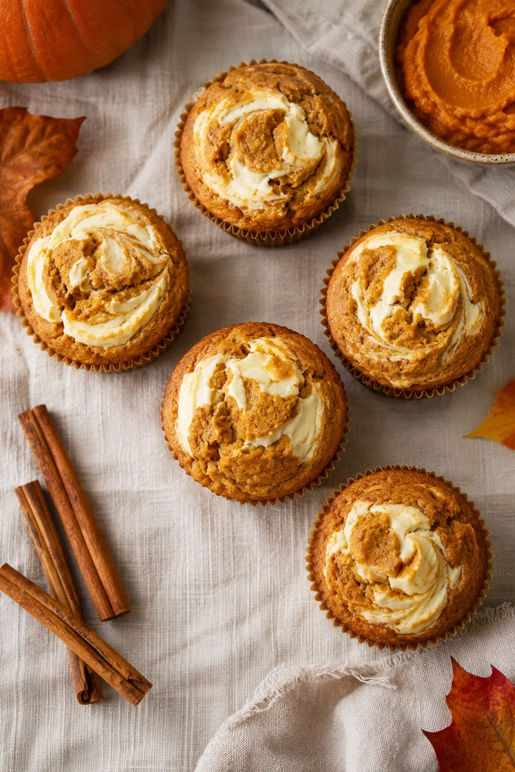 Pumpkin Cream Cheese Swirl Muffins