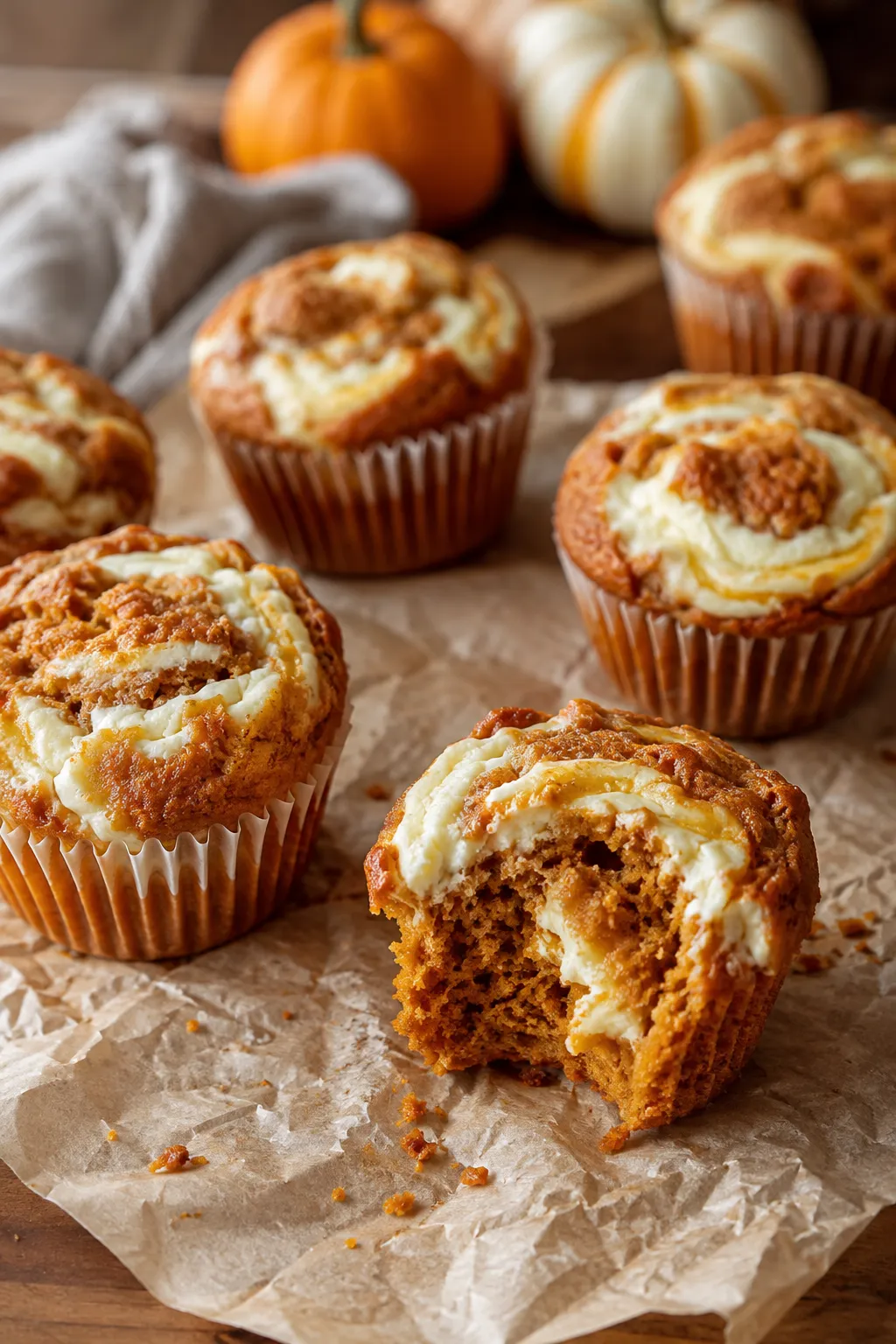 Pumpkin Cream Cheese Swirl Muffins