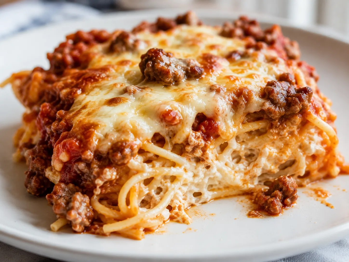 Baked Cream Cheese Spaghetti Casserole