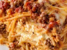 Baked Cream Cheese Spaghetti Casserole