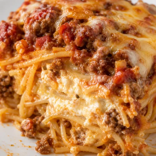 Baked Cream Cheese Spaghetti Casserole
