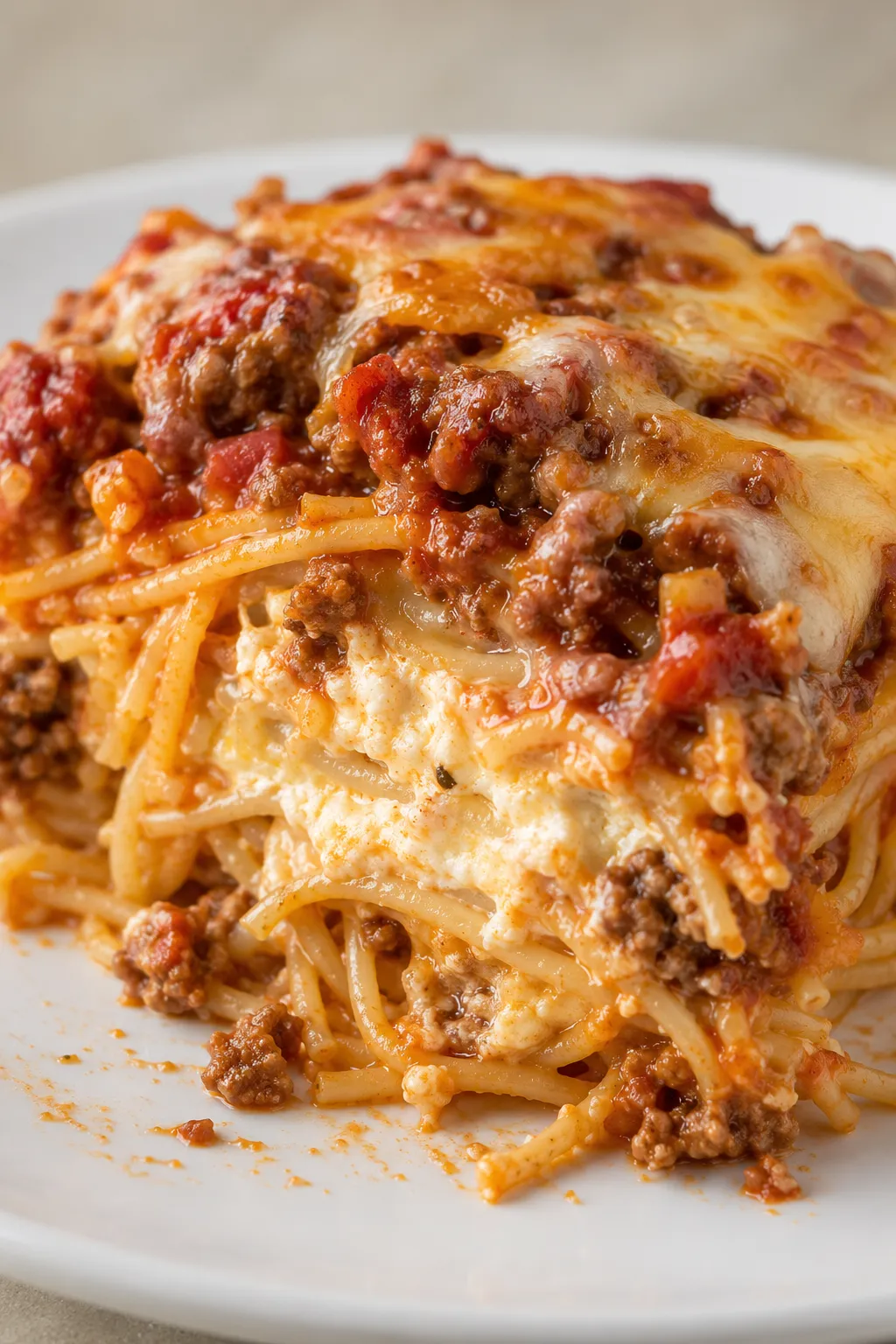 Baked Cream Cheese Spaghetti Casserole