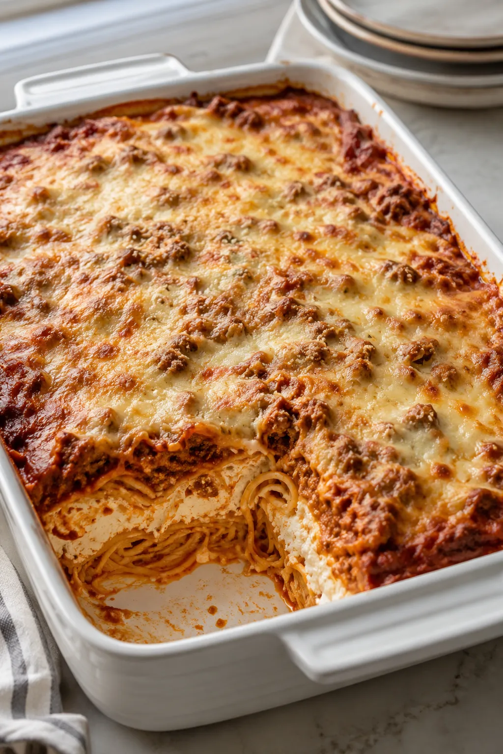Baked Cream Cheese Spaghetti Casserole