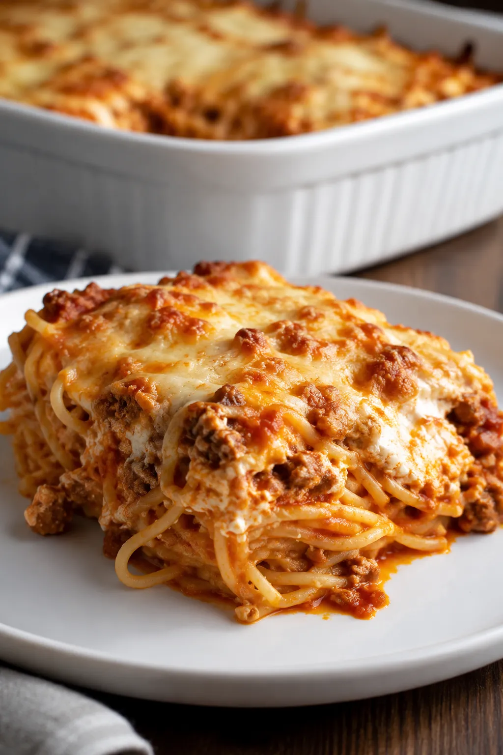 Baked Cream Cheese Spaghetti Casserole