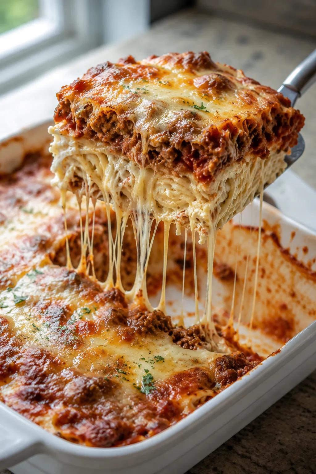 Baked Cream Cheese Spaghetti Casserole