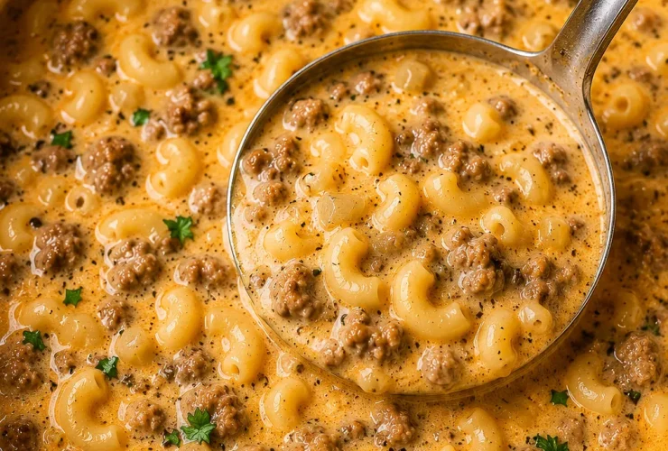 One-Pot Macaroni Cheeseburger Soup