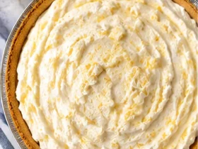 3-Ingredient Pineapple Fluff Pie in a graham cracker crust