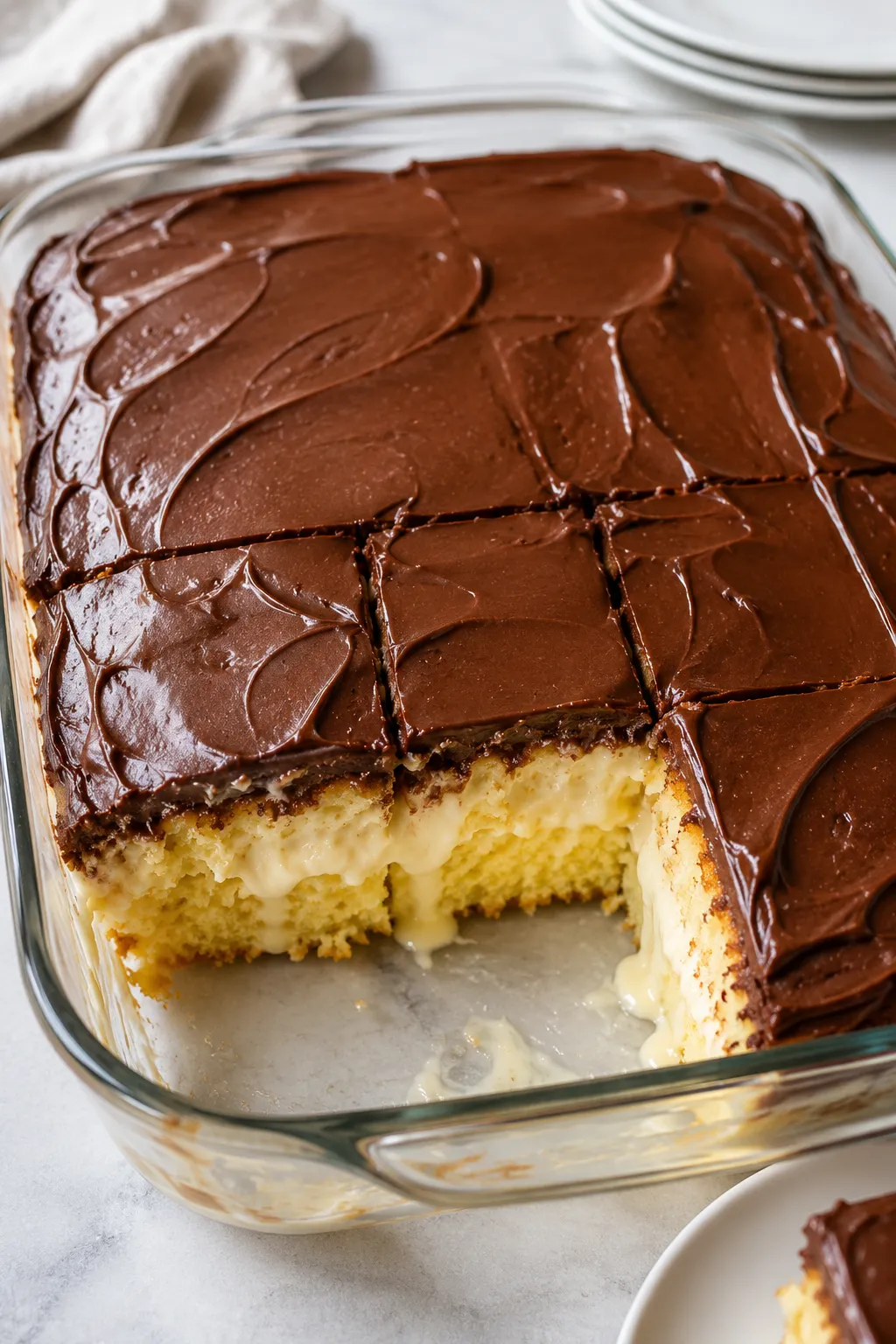 Boston Cream Poke Cake