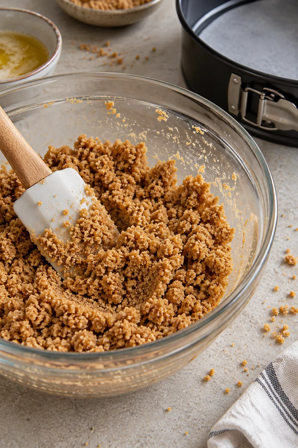 Graham cracker crust mixture for pecan cheesecake pie