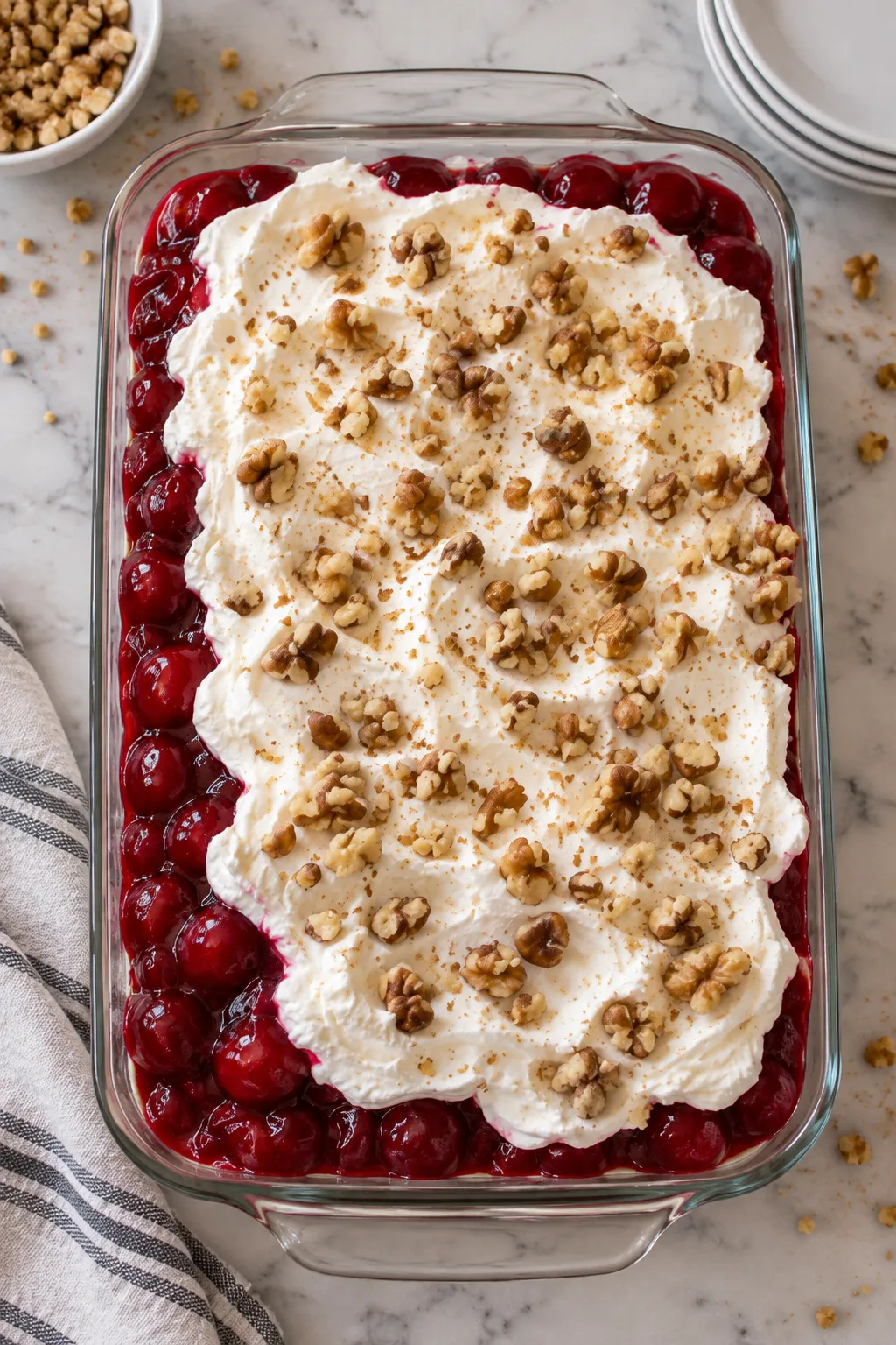 Cheesecake pudding layer spread over the cream cheese layer