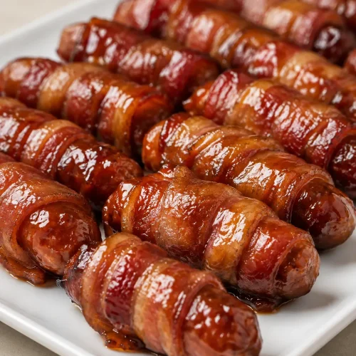BACON WRAPPED SMOKIES WITH BROWN SUGAR AND BUTTER