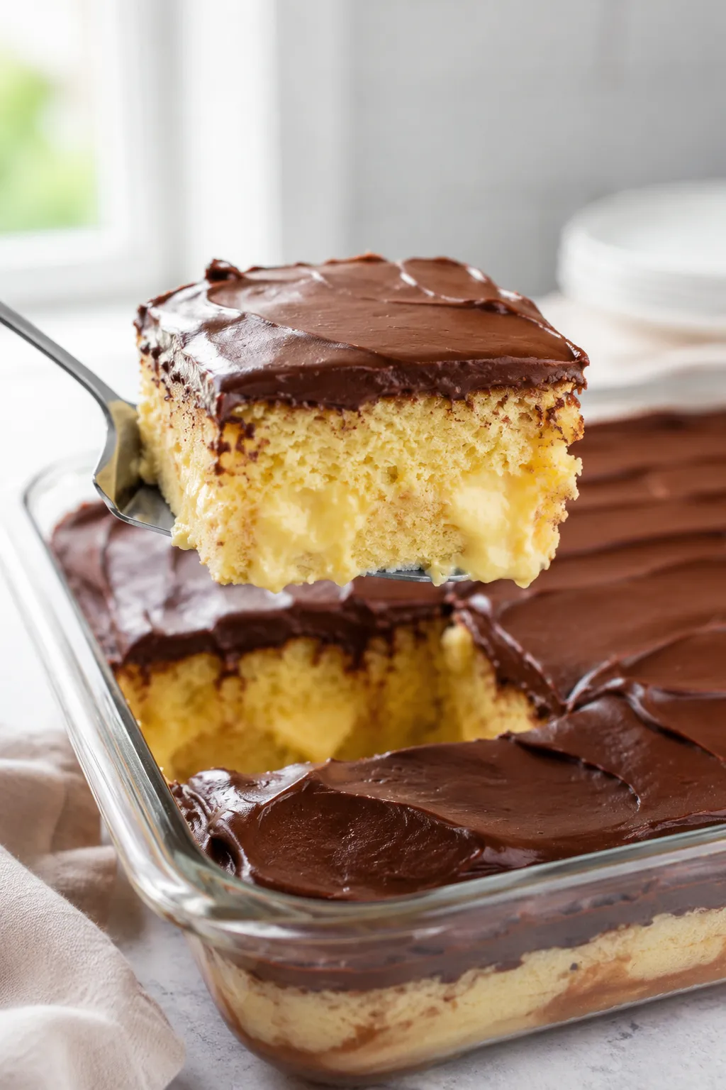 Boston Cream Poke Cake