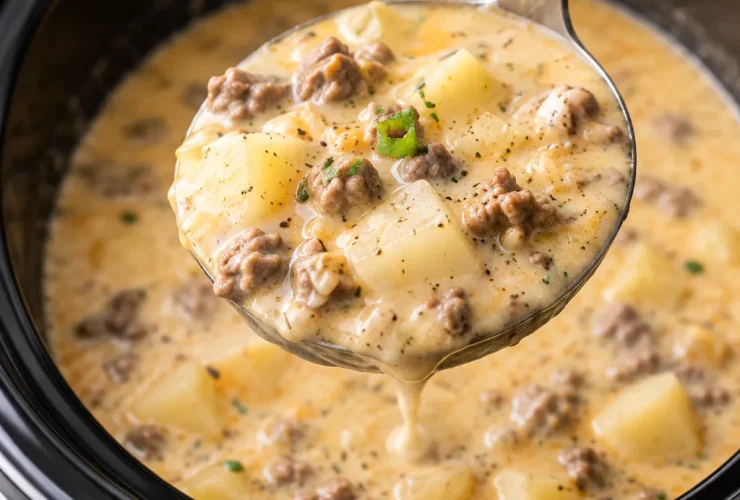 Crockpot Creamy Potato & Hamburger Soup Recipe