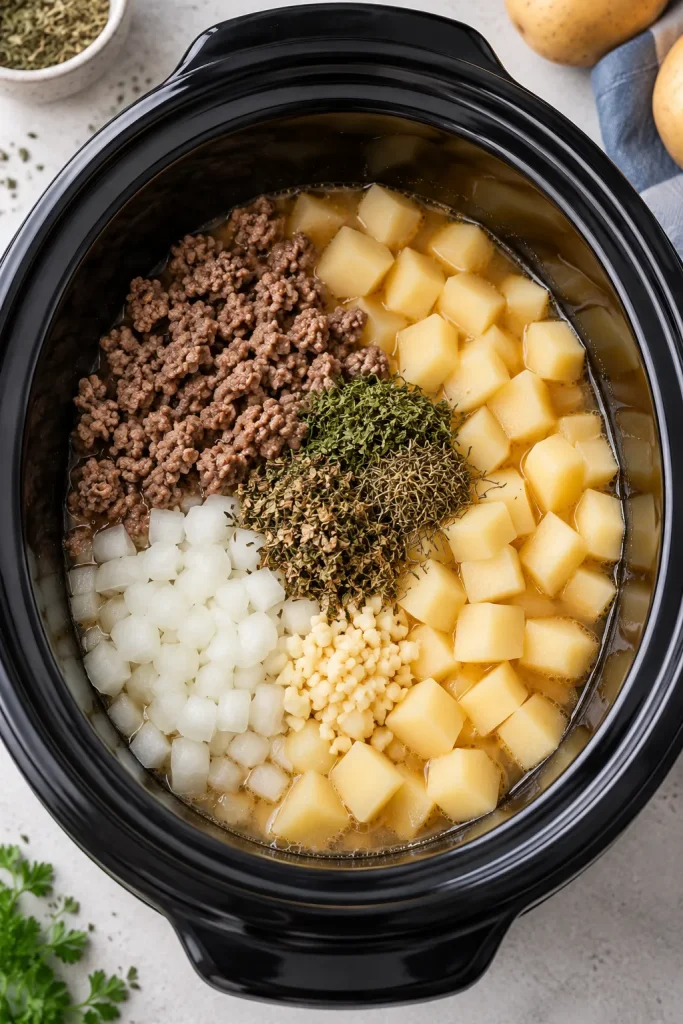 Crockpot Creamy Potato & Hamburger Soup Recipe