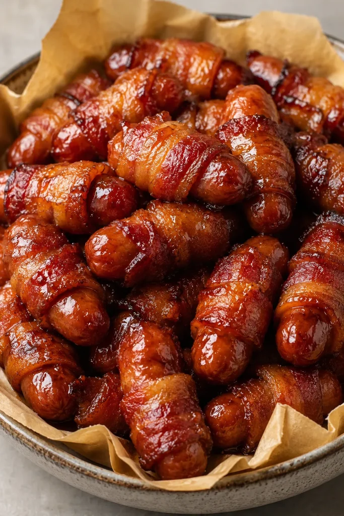 BACON WRAPPED SMOKIES WITH BROWN SUGAR AND BUTTER