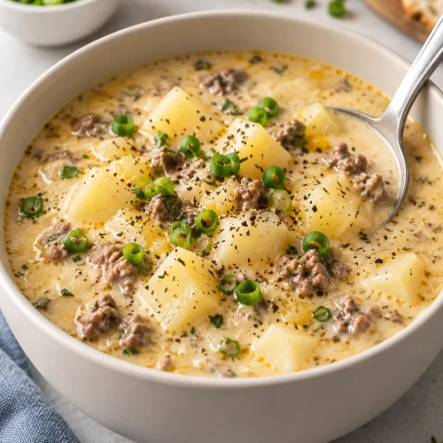 Crockpot Creamy Potato & Hamburger Soup Recipe