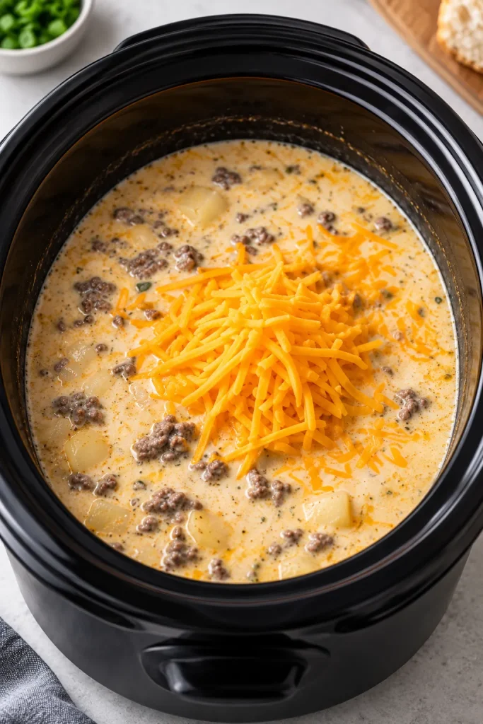 Crockpot Creamy Potato & Hamburger Soup Recipe