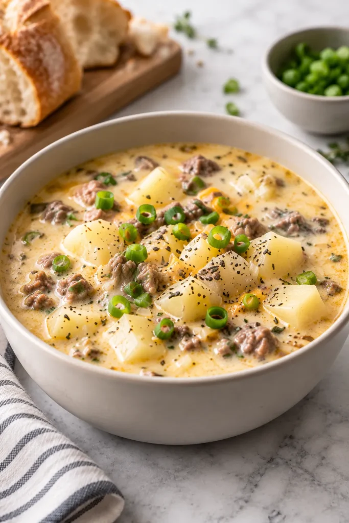 Crockpot Creamy Potato & Hamburger Soup Recipe