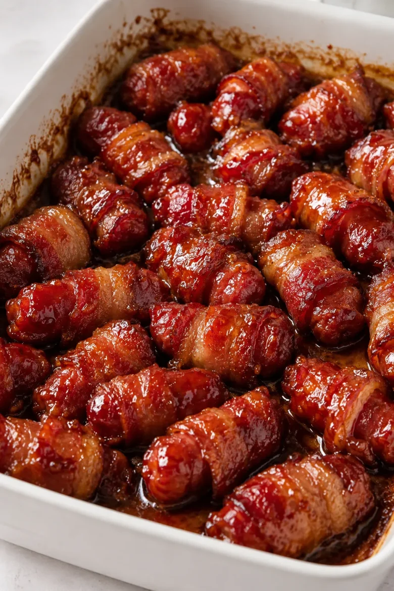 BACON WRAPPED SMOKIES WITH BROWN SUGAR AND BUTTER