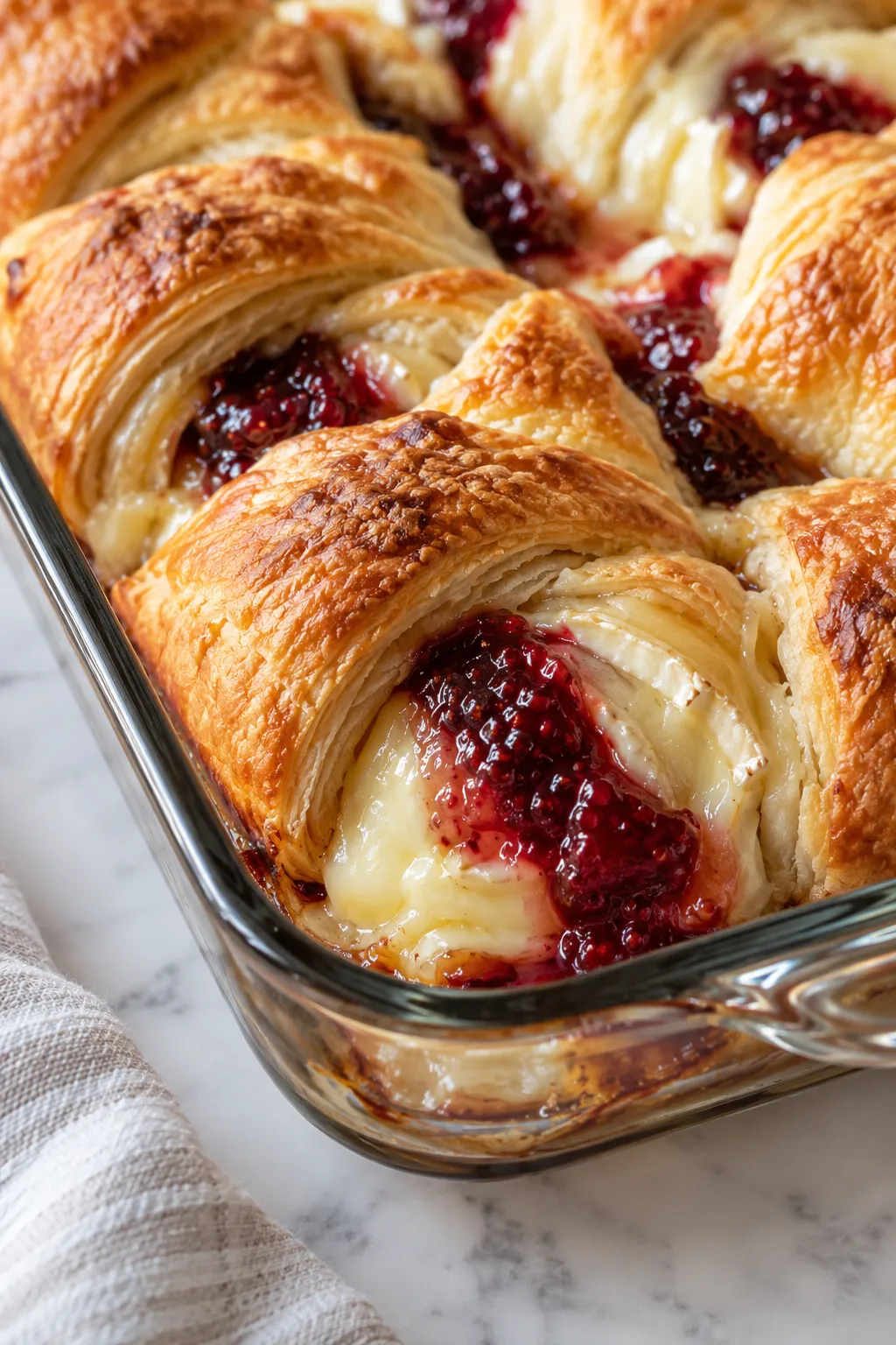 Oven baked 3-ingredient crescent brie bites ready to serve