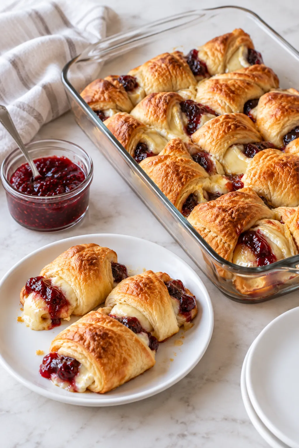 Warm crescent brie bites served as an easy party appetizer