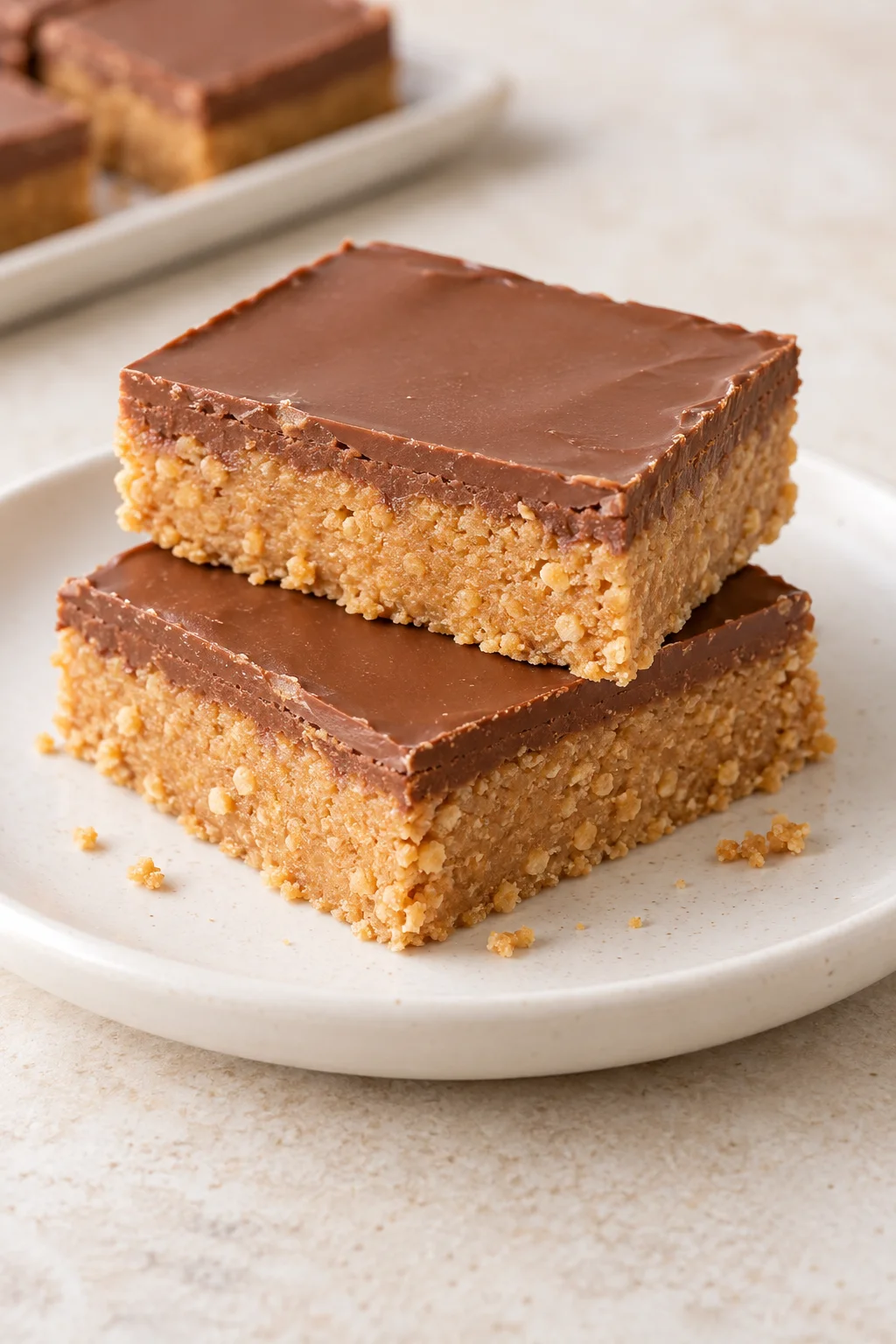 Peanut butter and graham cracker bars topped with milk chocolate