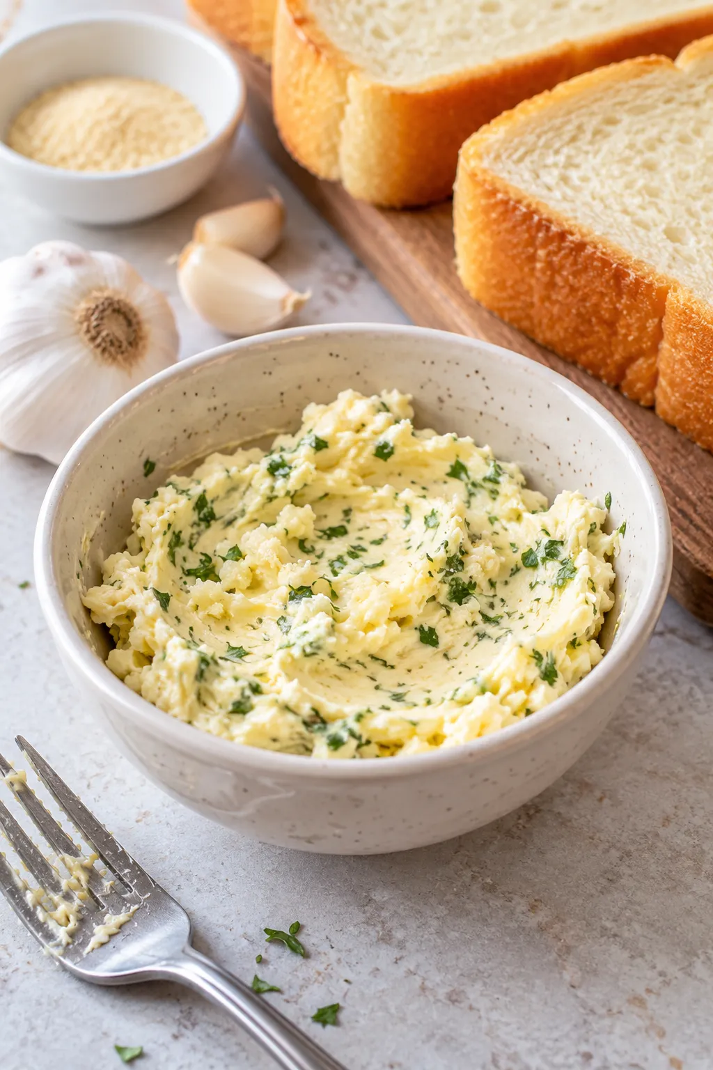 Garlic herb butter prepared for cheesy Texas toast