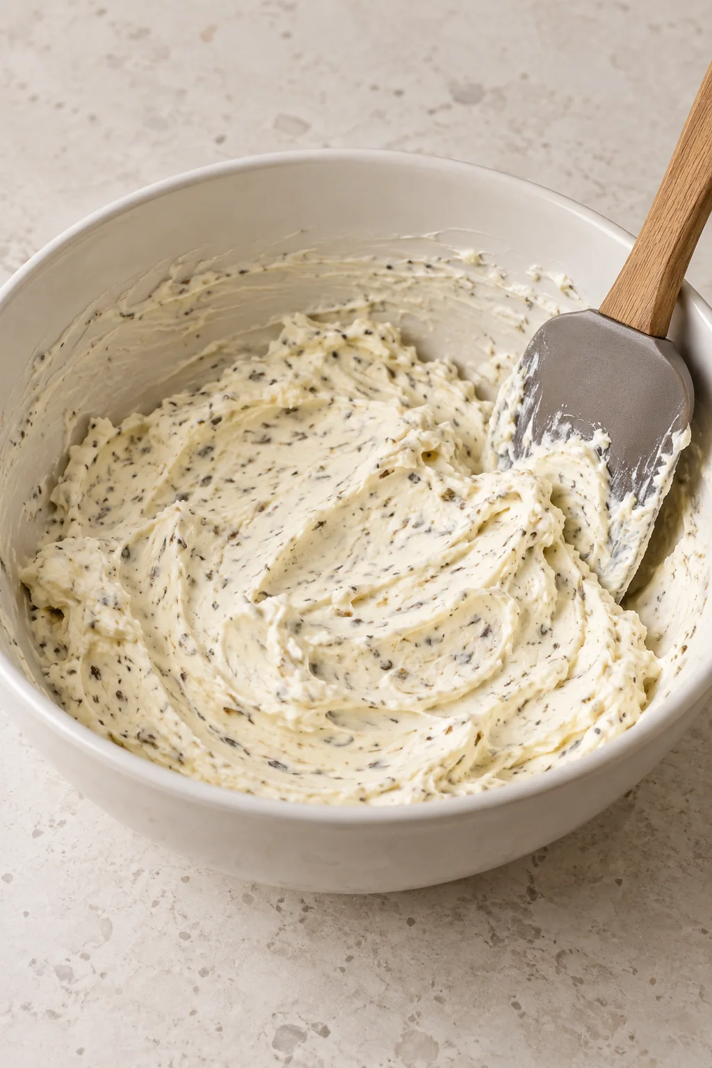 Softened cream cheese mixed with Italian seasoning and garlic powder.