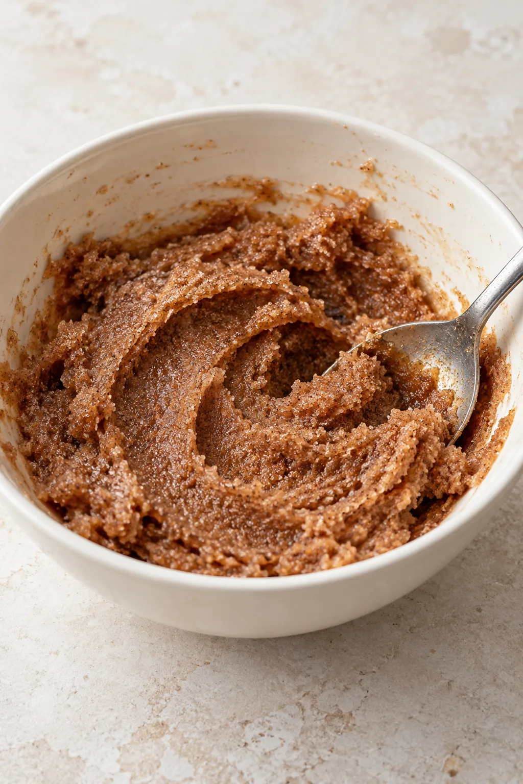 Soft butter mixed with brown sugar, flour, and cinnamon for the swirl
