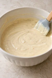 Sour cream, cream of chicken soup and reserved broth blended into a smooth sauce.