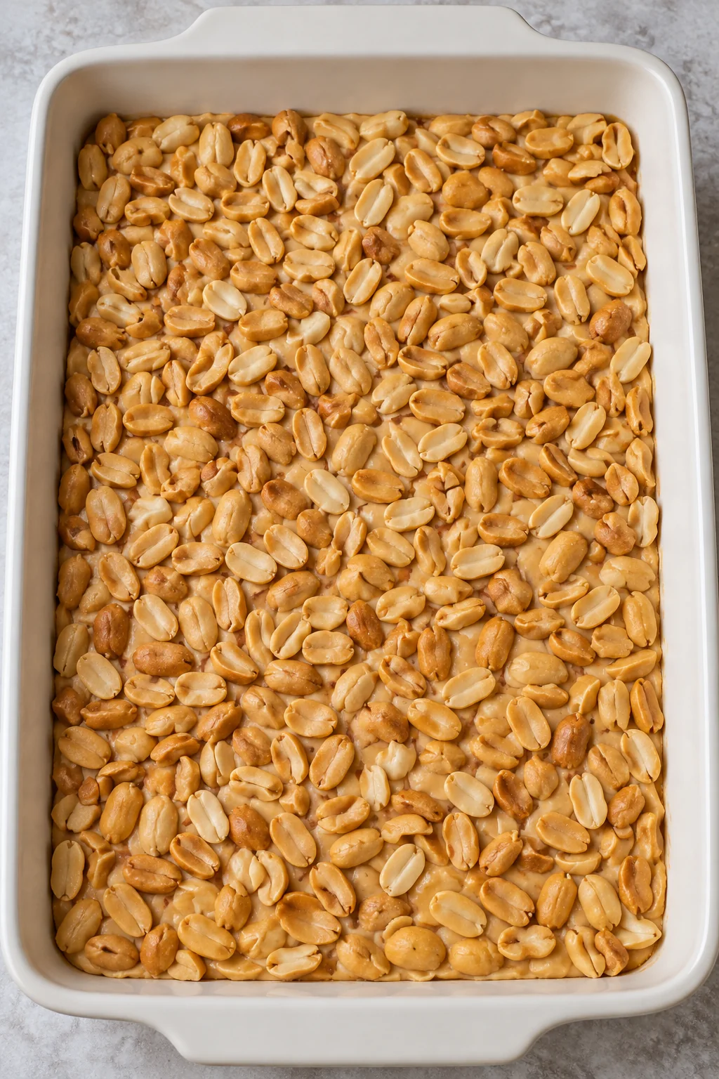 The uncut peanut candy slab after chilling until firm.