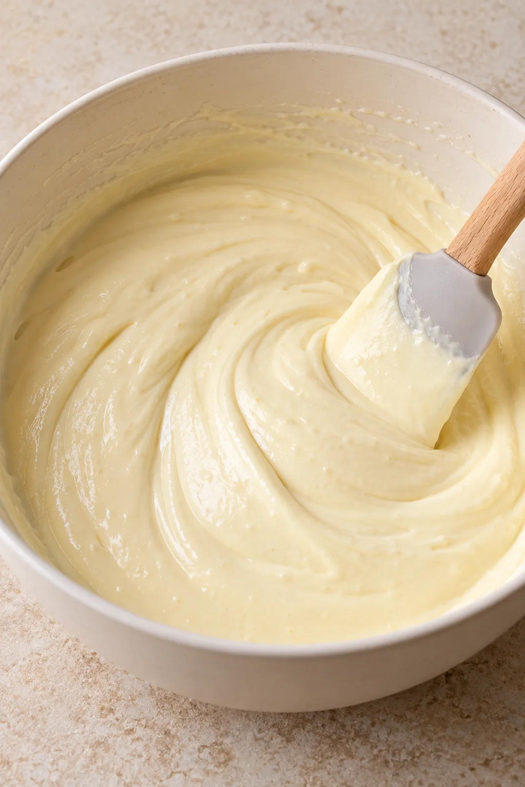 Smooth cream cheese topping after the powdered sugar is mixed in