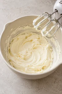 Softened cream cheese beaten smooth with an electric mixer